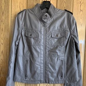 PARIS BLUES VEGAN LEATHER JACKET GRAY GREY MOTO